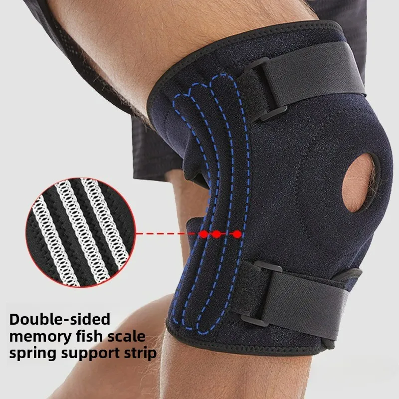 Double Strap Compression Breathable Non-Slip Knee Brace with Built-in Spring Support, Special Knee Joint Protection for Running