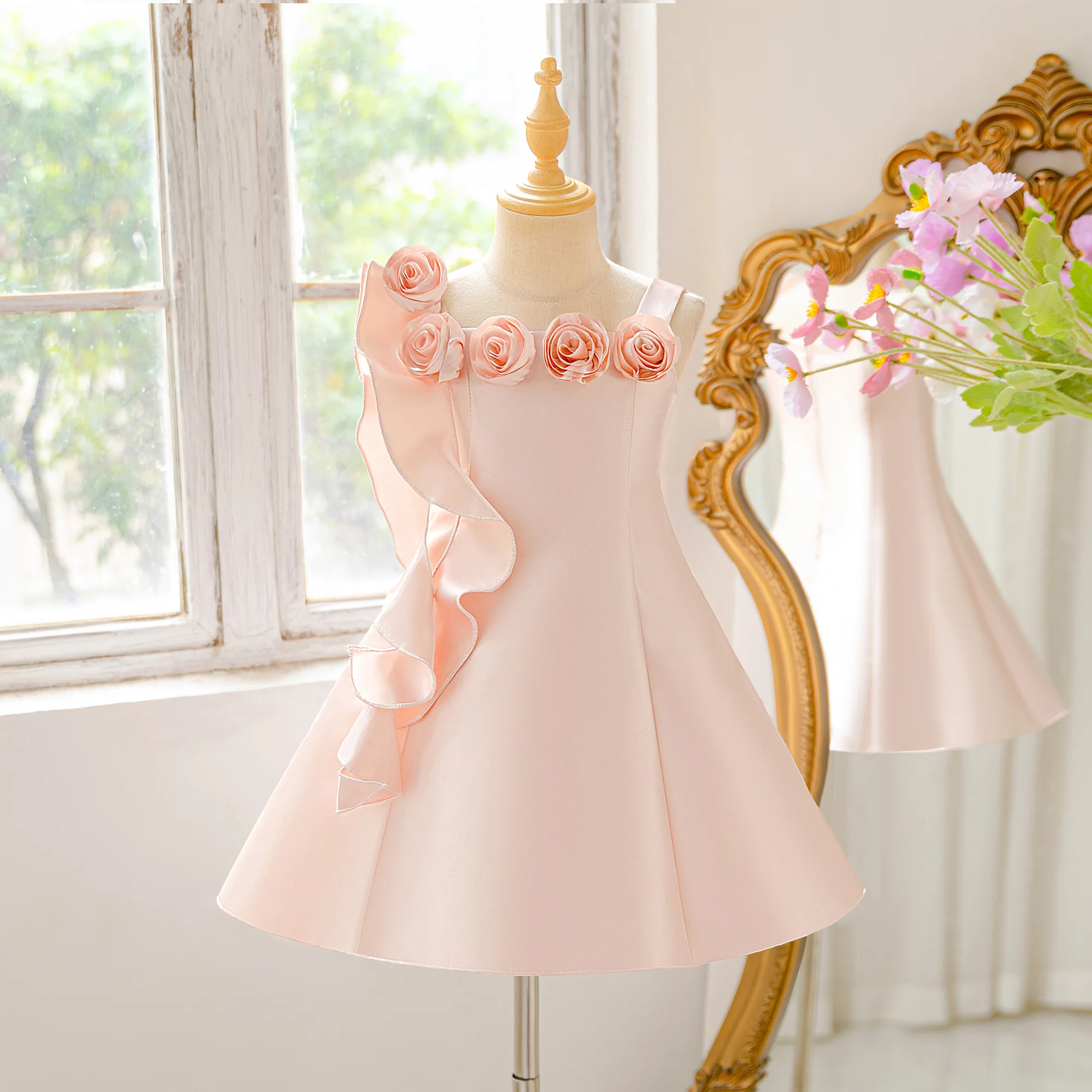Elegant Flower Party Girl Dress Summer Birthday Banquet Princess Evening Dresses Girl Wedding Bridesmaid Graduation Prom Costume