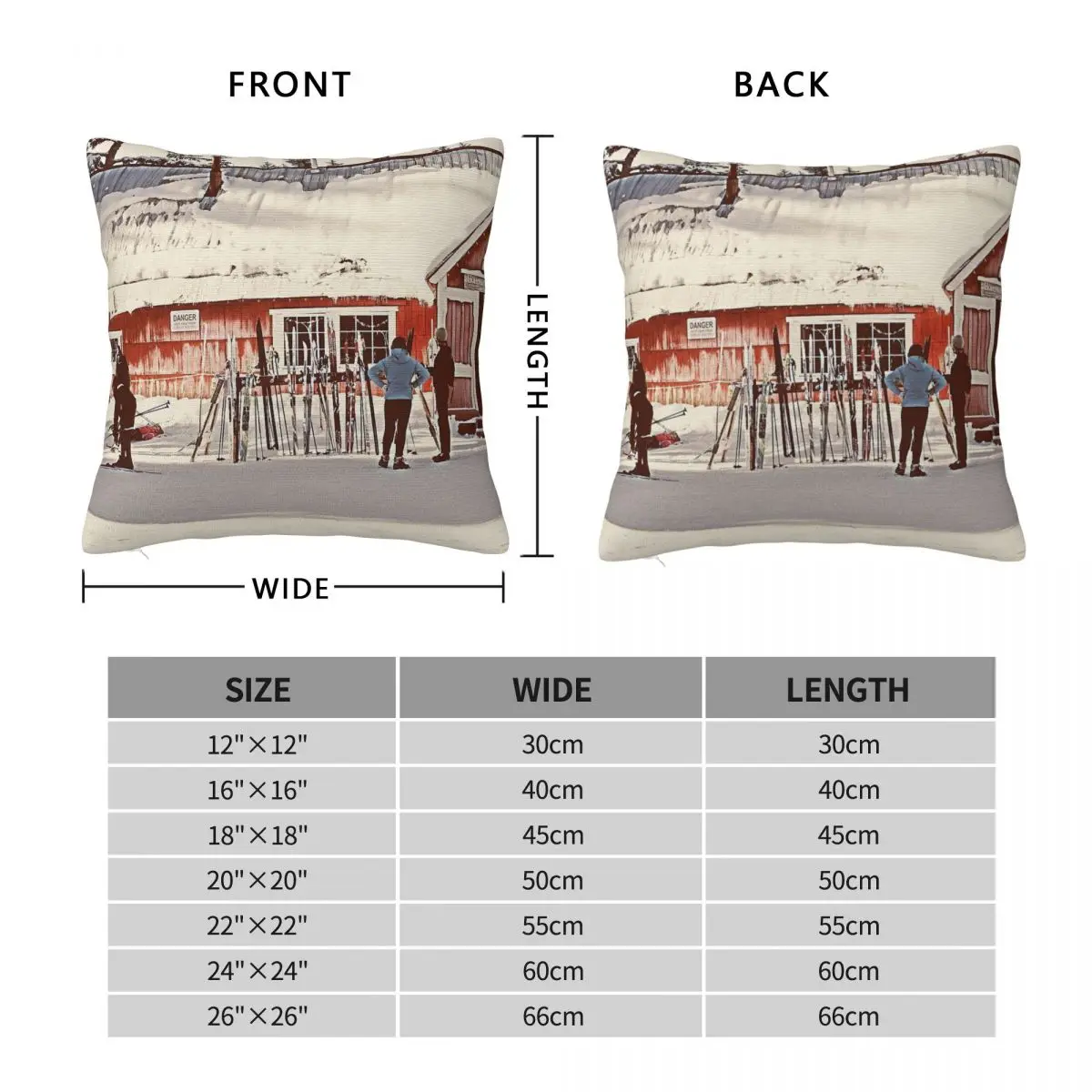 Ski Camp Square Pillowcase Polyester Linen Velvet Pattern Zip Decorative Home Cushion Cover