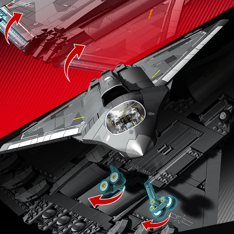 Unchste Generation Fighter Jet J-36 Baustein Militärmodellflugzeug Lernpuzzle-Montagevornamente