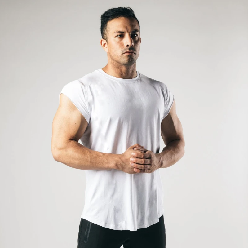 Schlichte Sommer-Baumwoll-T-Shirts mit kleinen Ärmeln für Herren, Joggen, Freizeit, atmungsaktiv, für Fitnessstudio, Fitness, Bodybuilding, Sport, Muskelkleidung