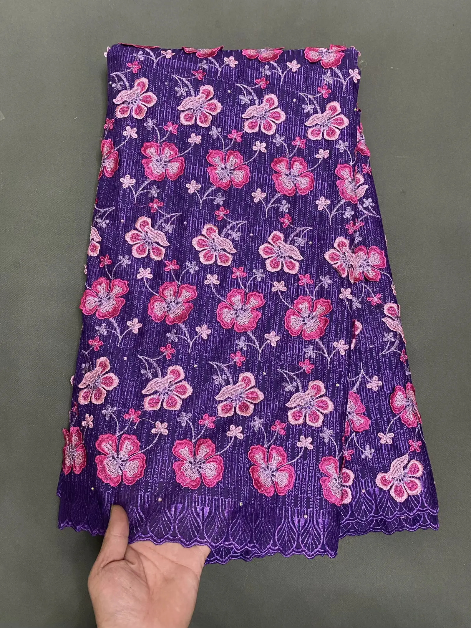 3D Lace Fabric 2026 African Nigerian Tulle for Dress Sewing High Quality Damask Cotton Pure Embroidery Wedding Party 5Yar H191-1