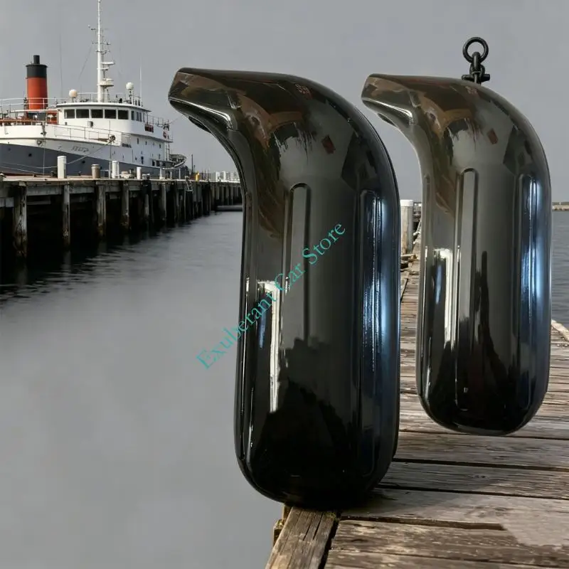 Shaped Boat Bumper PVC Marine Dock Guard Strong Reinforced Ribs Fit Yacht Hull Side Length Black