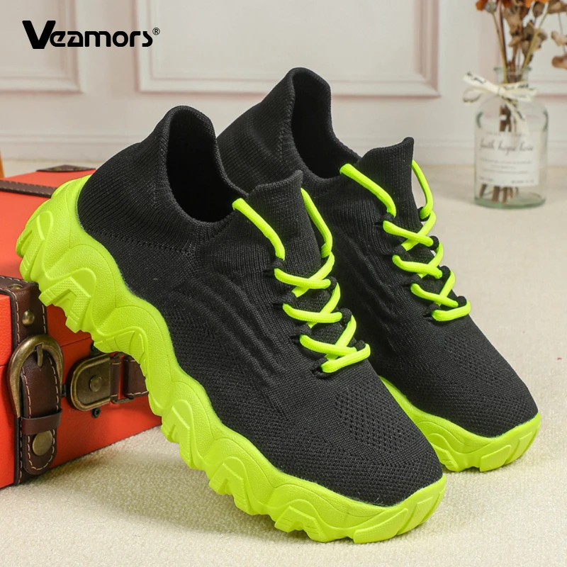 

Chunky Shoes for Women Fashion Platform Sneakers Knitted Mesh Casual Sports Shoes Men Breathable Platform Sneakers Walking Shoes