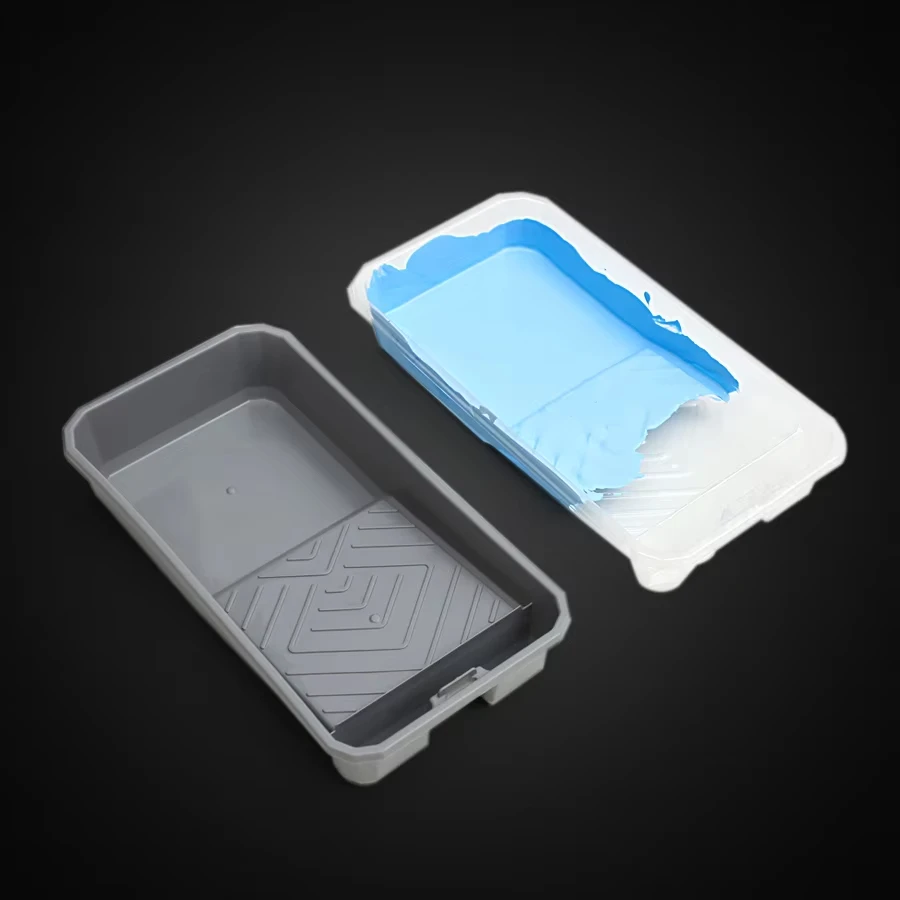 Gray 4-piece economy paint tray set with 3 disposable liners, convenient and quick, saving application time.