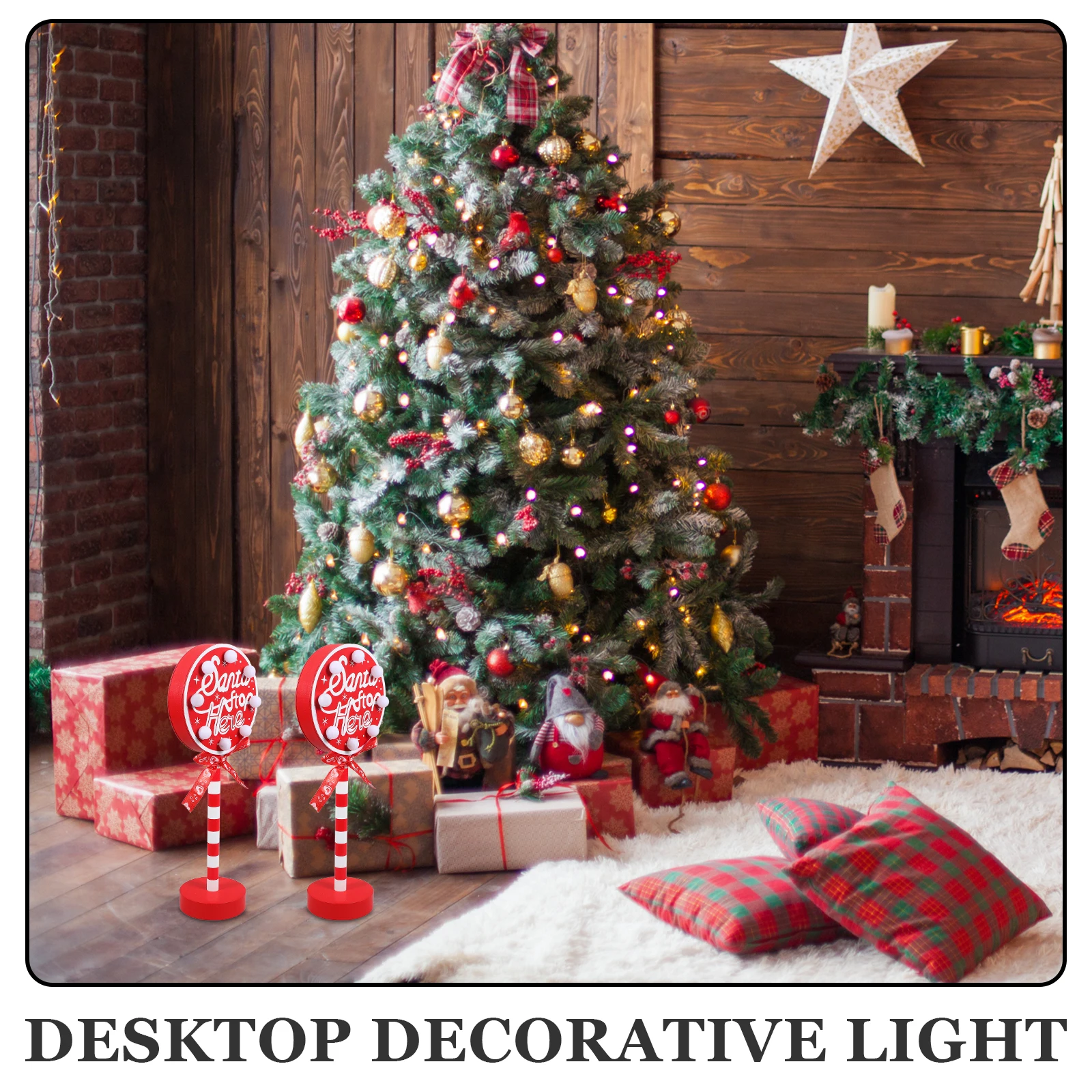 

Christmas Wooden LED Lamp Xmas Decorative Table Lamp Long-Lasting Xmas LED Light Nightstand Bedroom Decor Christmas Lights