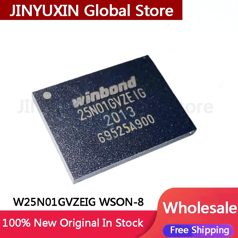 フラッシュメモリチップ、シリアル、w25n01gvzeig、25n01gvzeig、WSON-8、3v、1gb、5-100個、卸売