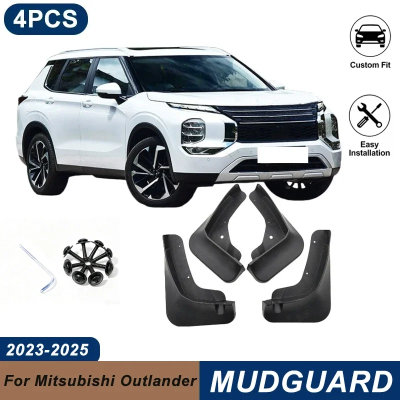 4PCS Car Mud Flaps For Mitsubishi Outlander GN 2023-2025 Waterproof Anti-Splash Fender Mudguards Auto Exterior Accessories