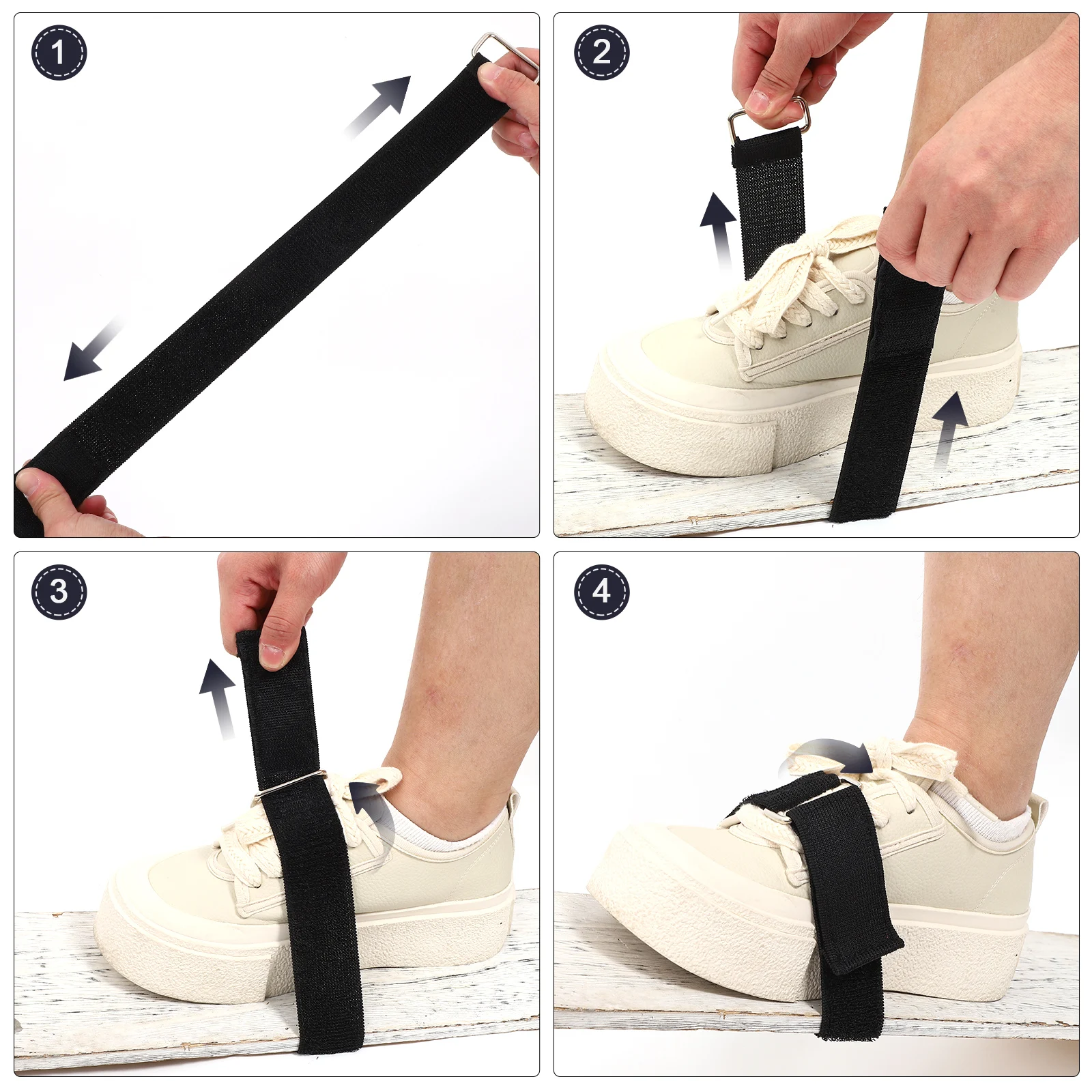 

4pcs 3.8cm x 40cm Elastic Iron Buckle Straps Hook Loop Fastening Cable Ties Durable Nylon Securing Organizer Storage Straps