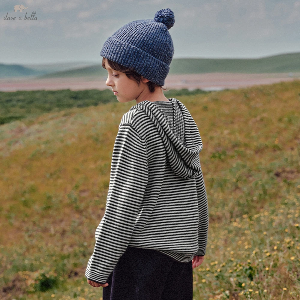 Dave Bella Boys Winter Warm Wool Sweater Children 7-15 Years Teen Stripe Knitwear Pullover Long Sleeve Knitted Top DK4264089