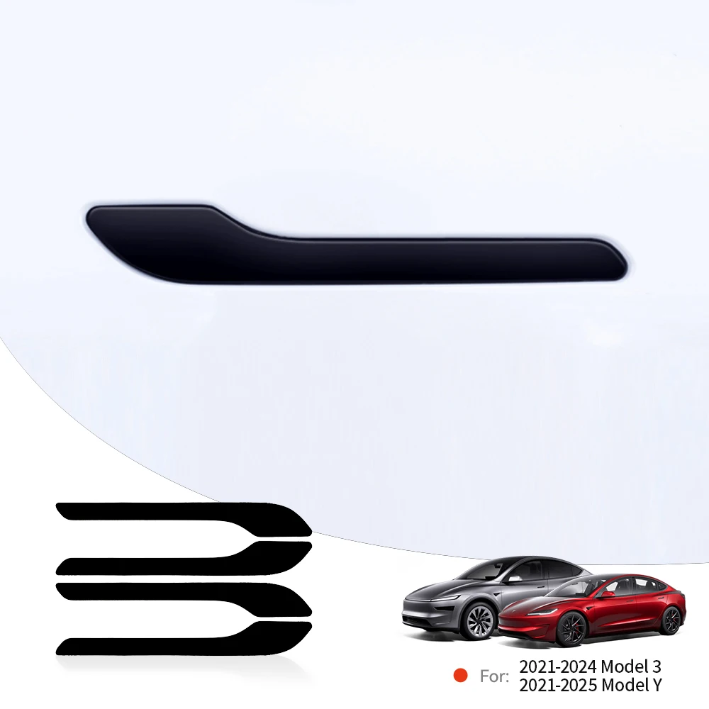 YZ Car Door Handle Wrap Cover Decorative Stickers 4Pcs Anti-scratch For Tesla Model 3 Y Juniper 2021-2025 ABS Protector Sticker