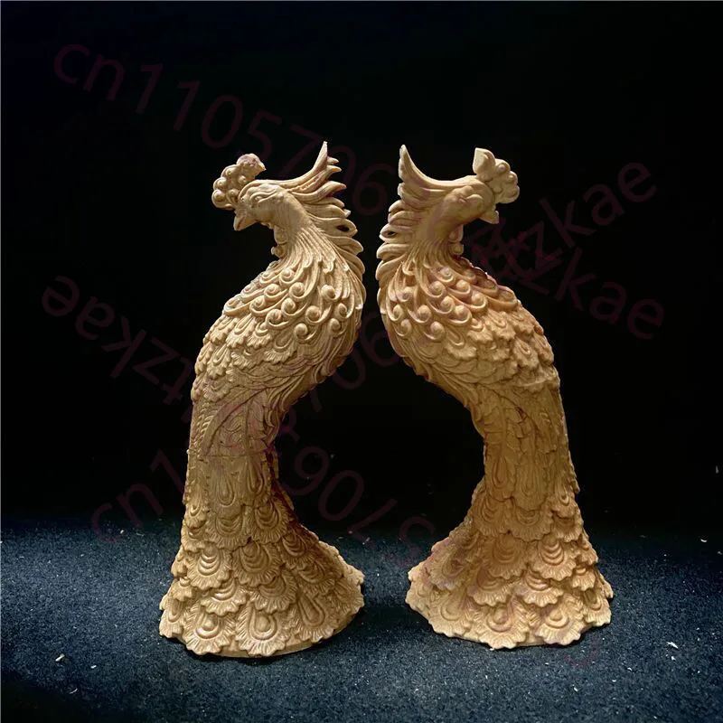 

1Pcs 5.3" Chinese Hand-carved Animal Phoenix Bird Statue Feng Shui Decor