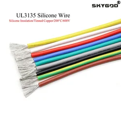 2/5/10M UL3135 Wire Silicone Insulation Tinned Copper 30 28 26 24 22 20 18 16 14 12 10AWG High Temperature Resistant Cable