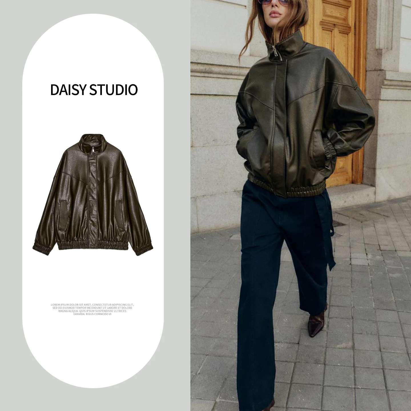 

Зимняя женская повседневная куртка-пилот из искусственной кожи с воротником-стойкой, на молнии, с длинными рукавами, свободного кроя, 100% полиэстер