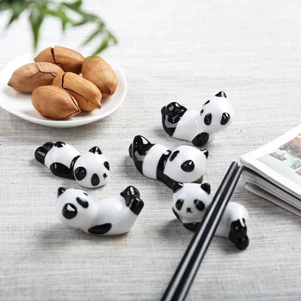 8Pcs/set DIY Panda Chopstick Holder Cute Adorable Writing Brush Pen Holder Animal Ceramic craft Panda Ornament Home Decor
