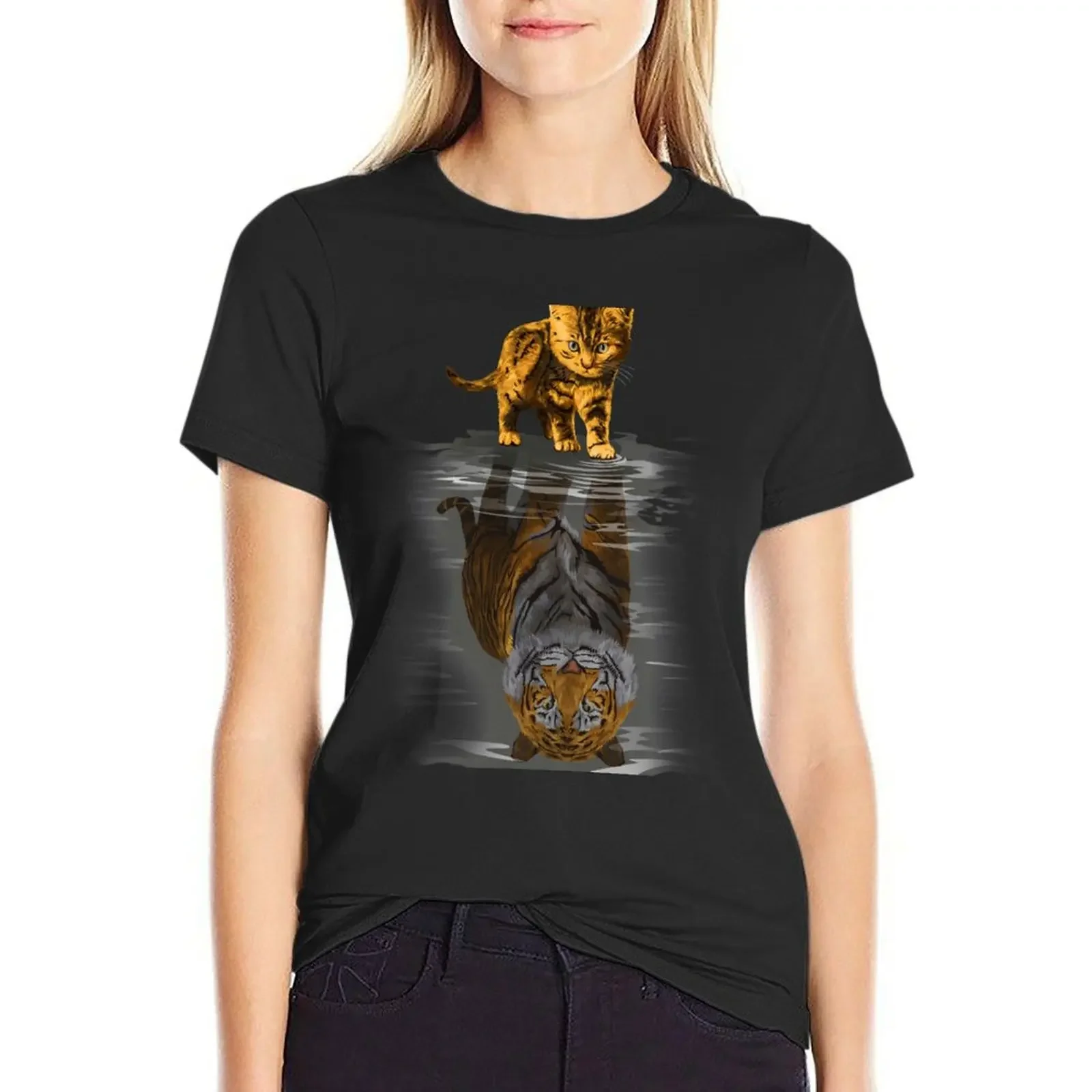 

Cute little Hobbes T-Shirt tees blacks kawaii clothes cute clothes t-shirt dress for Women long