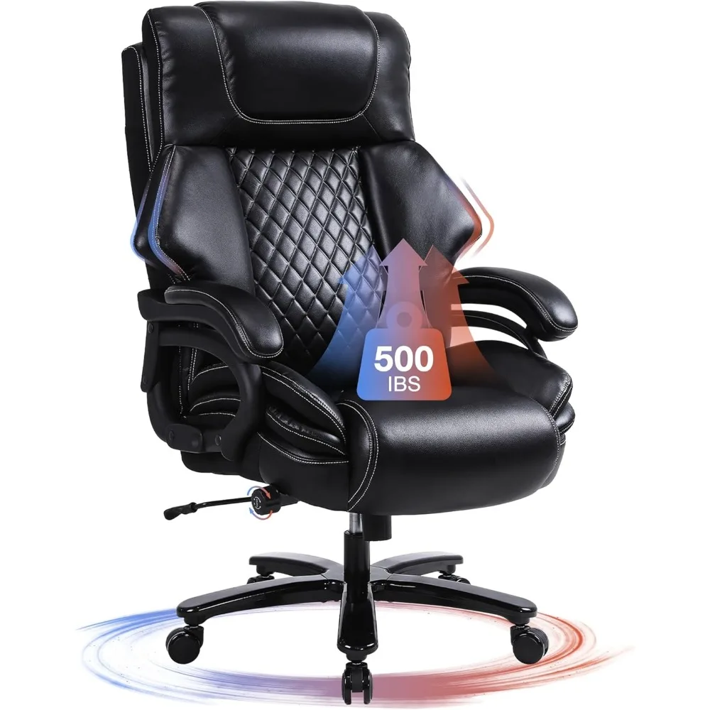 

Big and Tall Office Chair 500lbs for Heavy People with Adjustment Lumbar Support Heavy Duty Leather Executive Office C