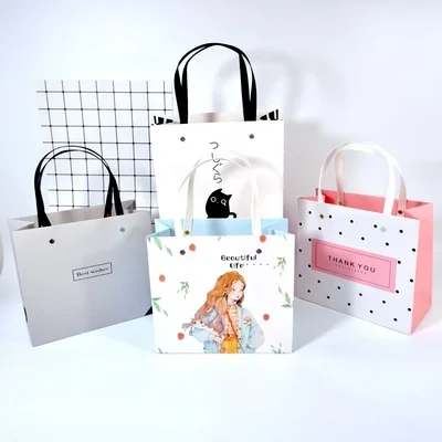 10pcs Creative High-end Wedding Gift Packaging Tote Bag European Hot Sale Wedding Sugar Paper Bag With Hand Gift