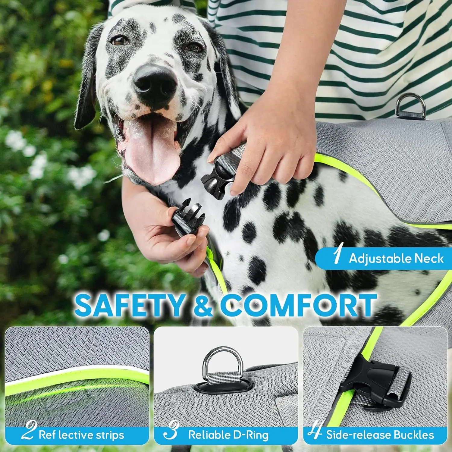 Adjustable Dog Cooling Vest with Ice Packs Reflective Strips Breathable Summer Pet Cold Vest for Small Dogs Safe Walk