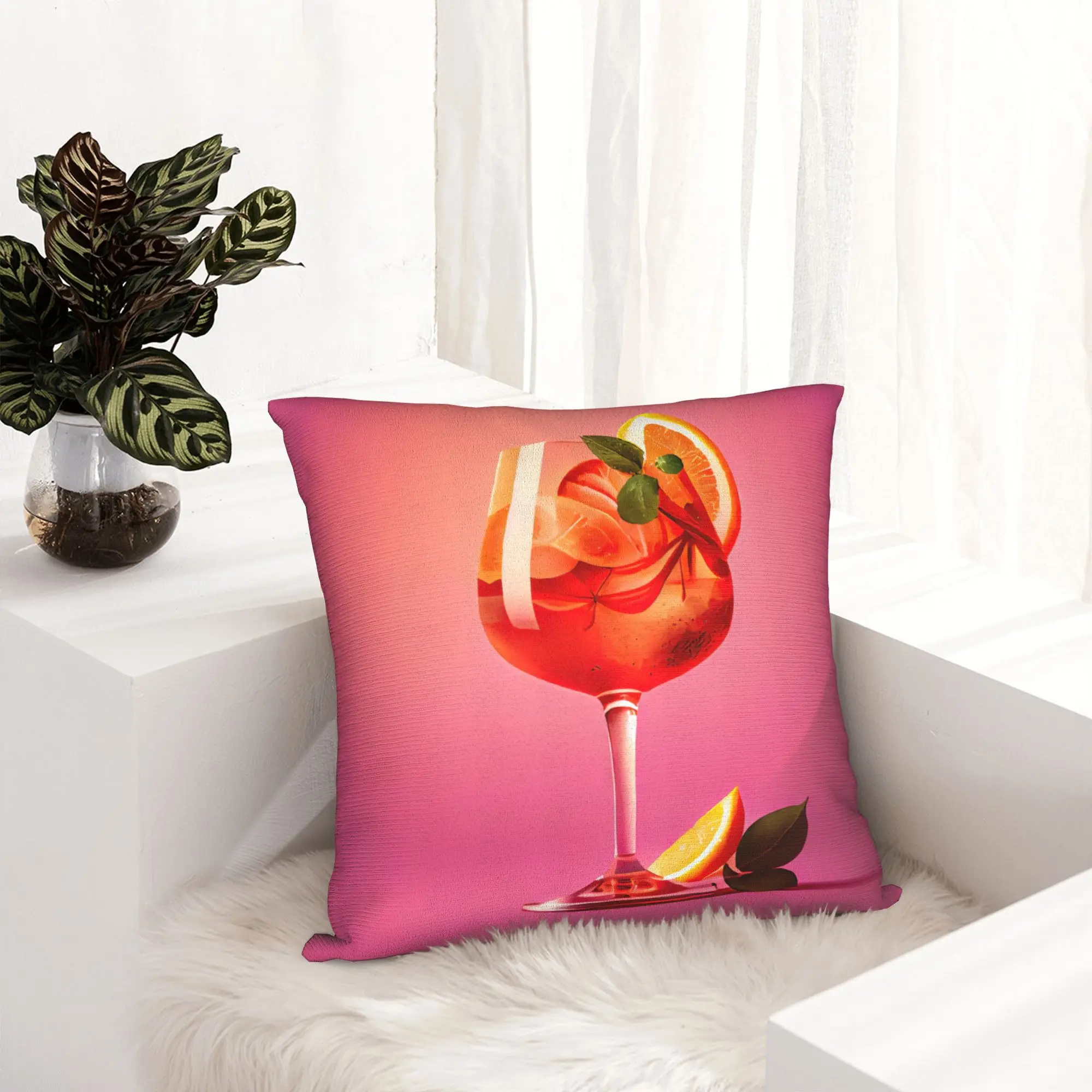 Nordic Aperols Spritz Print Cushion Cover Polyester Love Drinking Cocktail Pillow Case Home Decorative