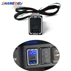 Car Fast Charger Dual QC3.0 USB Interface Adapter Modified Charging Socket Type-C For Toyota Rav4 prado 150 Corolla Hilux 2020