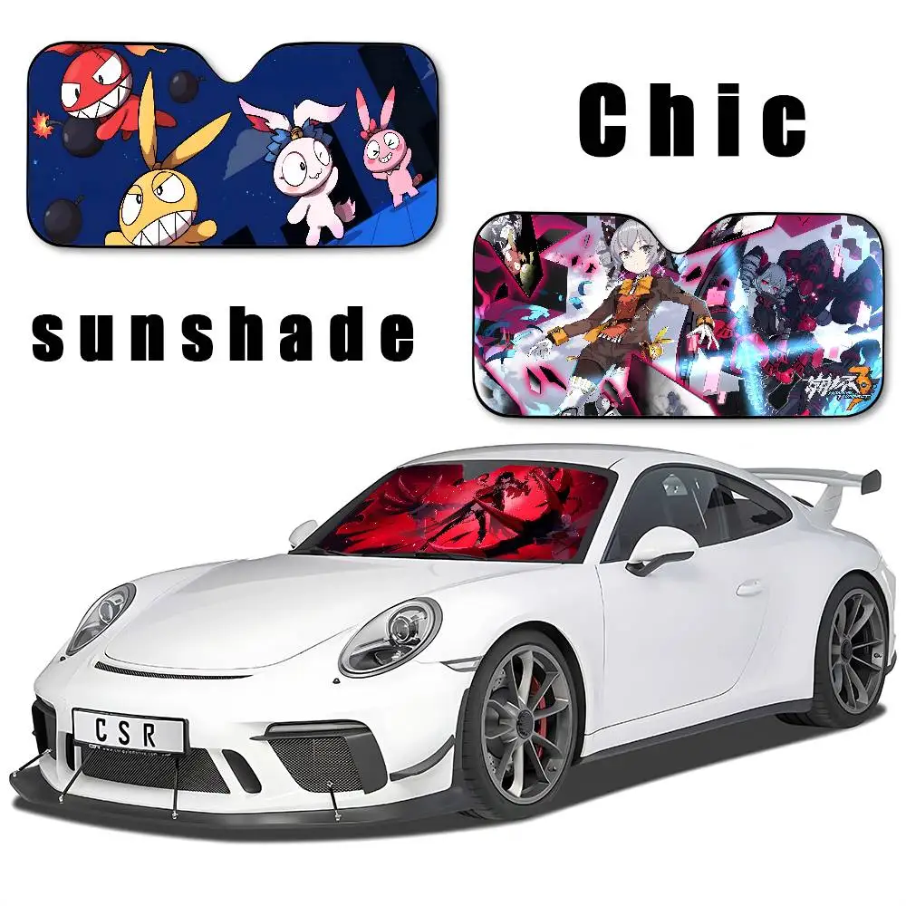 Honkai تأثير الزجاج الأمامي ظلة نافذة السيارة غطاء الزجاج الأمامي الشمس الظل السيارات الشمس قناع سيارة يغطي سيارة الحماية من الشمس