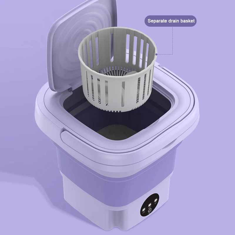 12V เครื่องซักผ้าแบบพกพา 8L เครื่องซักผ้าพับ Spin Dryer ชุดชั้นในถุงเท้าเครื่องซักผ้า Travel เครื่องมือทําความสะอาด EU