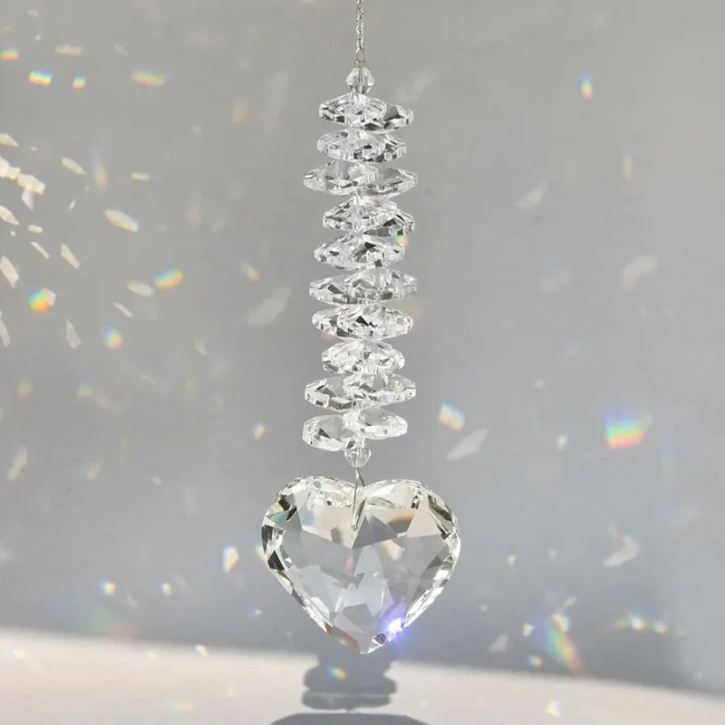 1 Piece Clear Heart Crystal Prism Ball Pendant, Home Window Decoration Suncatcher, Valentine\'s Day Wedding Party Holiday Favours