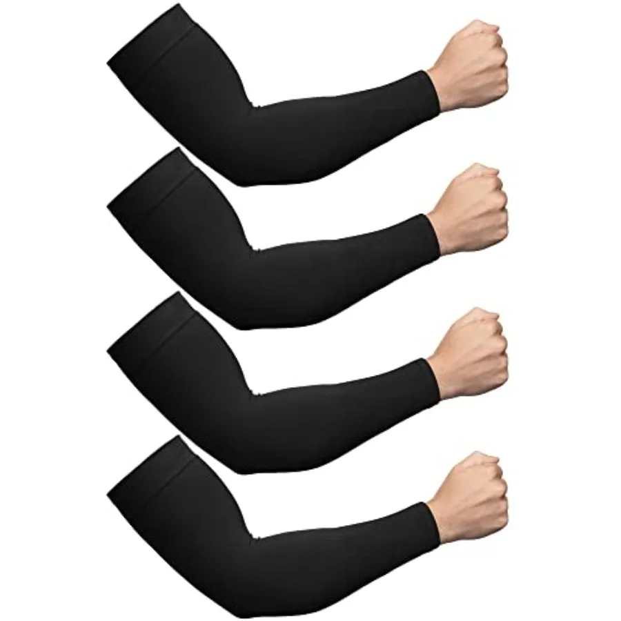 

4 Pairs Plus Size Cooling Arm Sun Sleeves for Men Women UV Sun Protection Oversized Compression Sleeves