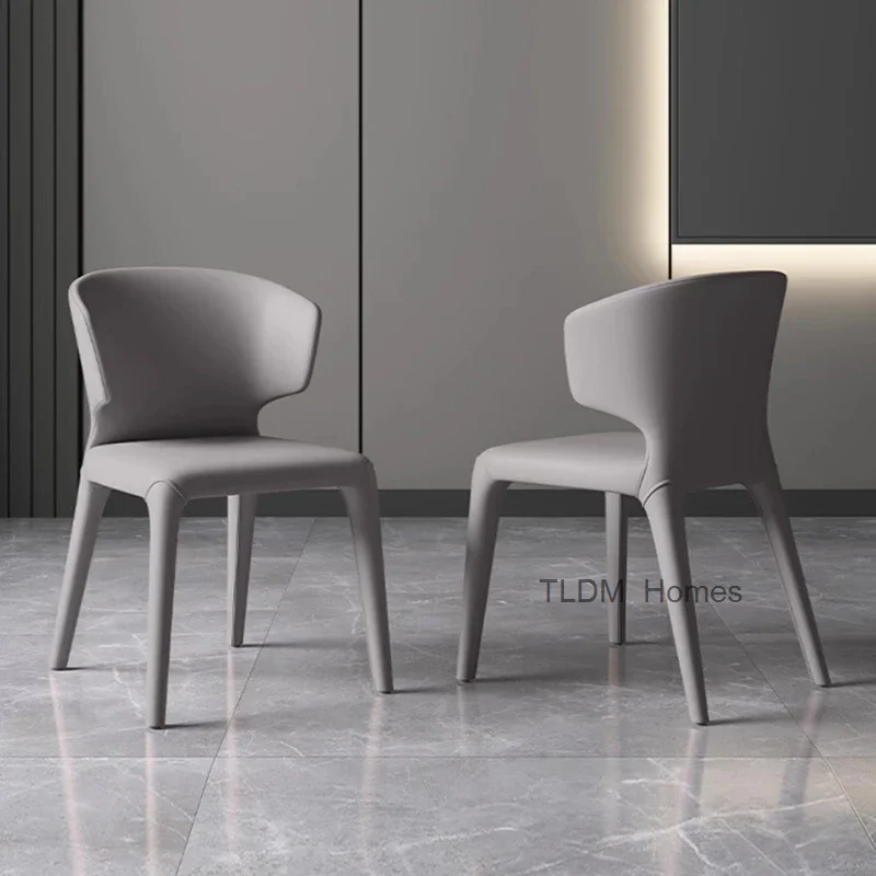 Baroque Grey Dining Chairs Leather High Arm Japanese Clear Vip Chairs Backrest Dressing Mobiliario De Biblioteca Home Furniture