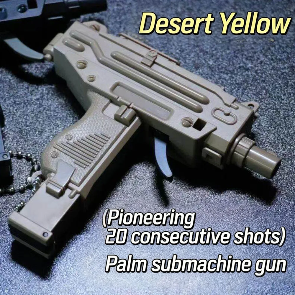 Mini Submachine Model Keychain 3D Print Gun Key Chain Pendant Tiny Pistol for Bag Car Key Holders Gift Kids Men Collection