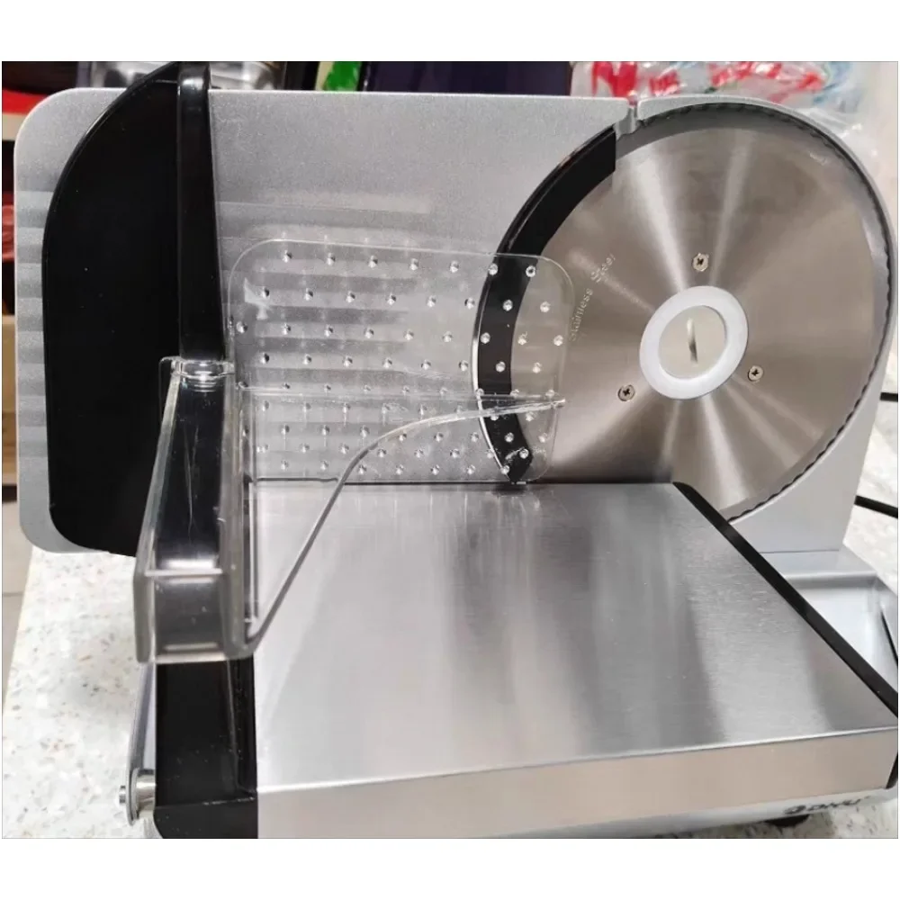 220V Commercial Electric Meat Slicer, Stainless Steel Automatic Mutton Beef Cutter for Vegetable & Bread Slicing