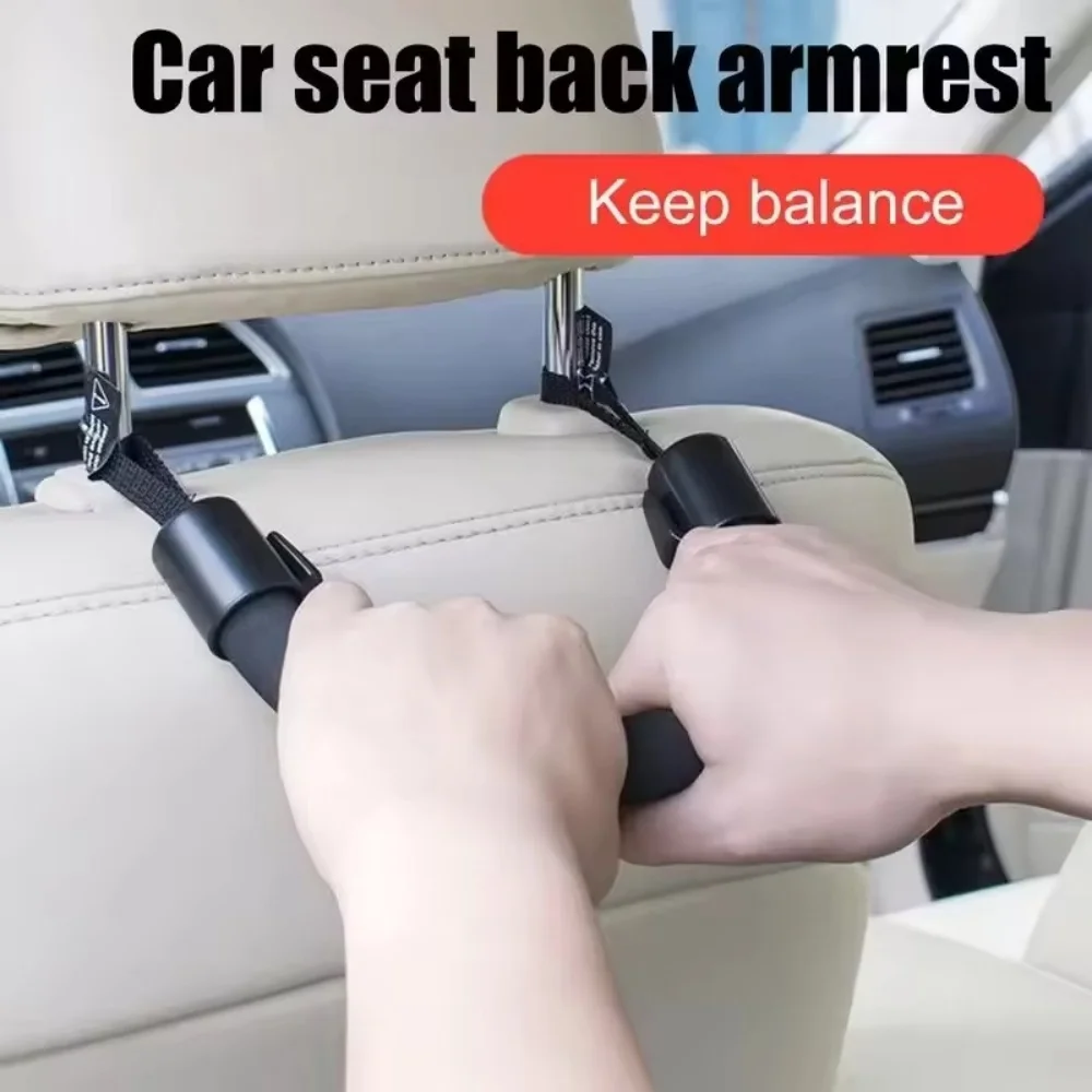 New Multifunctional Car Seat with Stable Rear Storage, Car Armrest with Two Hooks in Black, No Drilling, Easy to Install