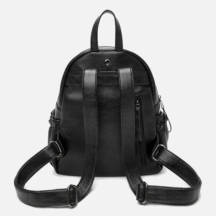 New Retro Women's Backpack High Quality Pu Leather Backpack Fashion Travel Backpack Versatile Simple College Style Women's Bag