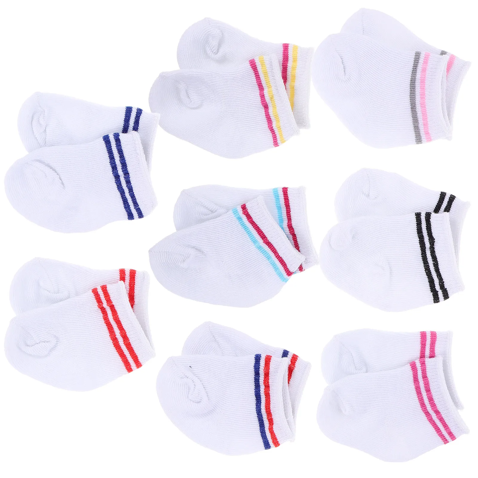 

8Pairs Cute Tiny Striped Soft Mini Socks Fit 18 Inch Girl Dress Up Clothing Accessories DIY Baby Clothes Outfits