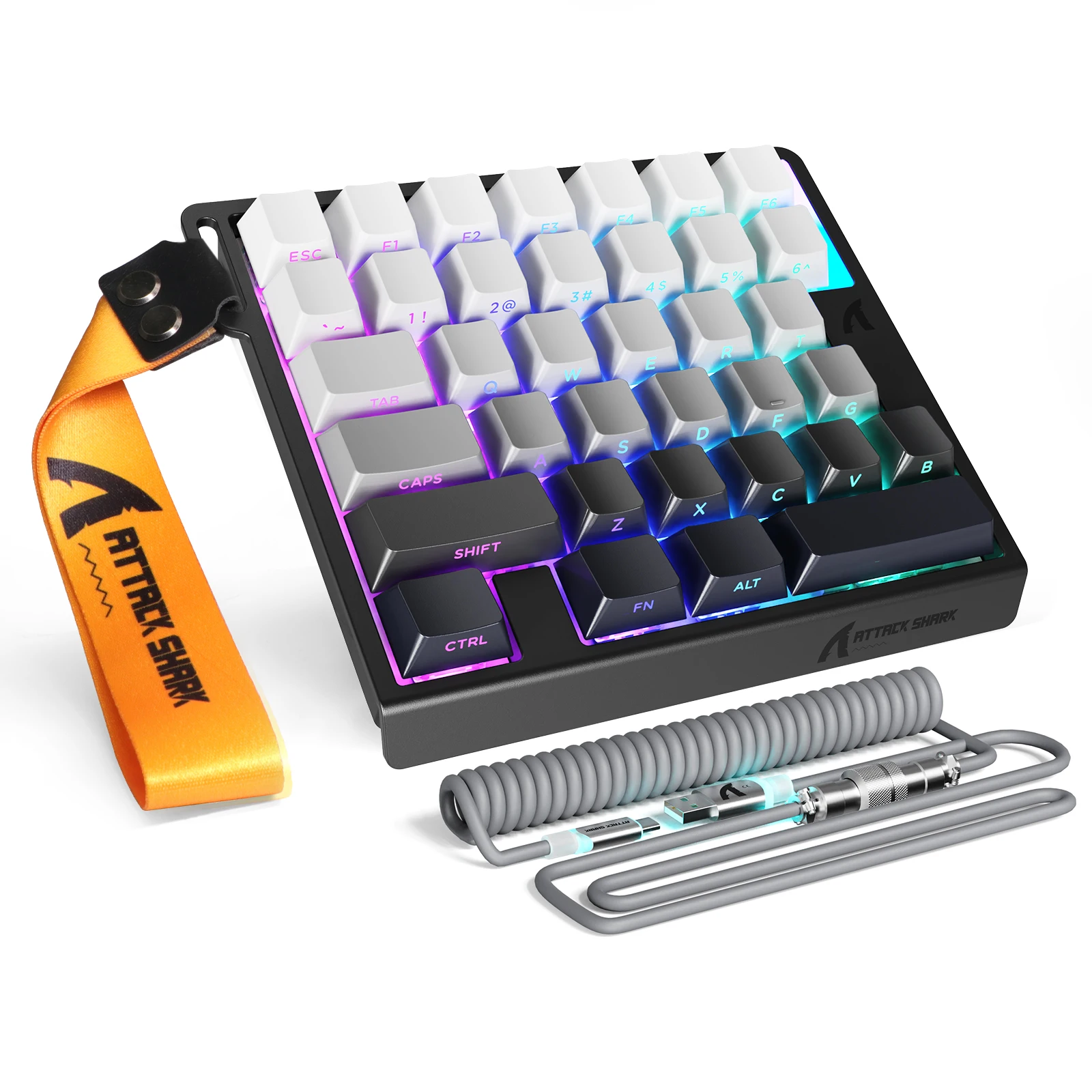 ATTACK SHARK M36 HE One-Handed Magnetic Switch Keyboard, 8000Hz Polling,Hot‑Swappable,High‑Precision 0.01mm, 36 Keys Rapid Fast Wired Keypad with RGB Backlit, C01 Ultra Led Aviator Cable