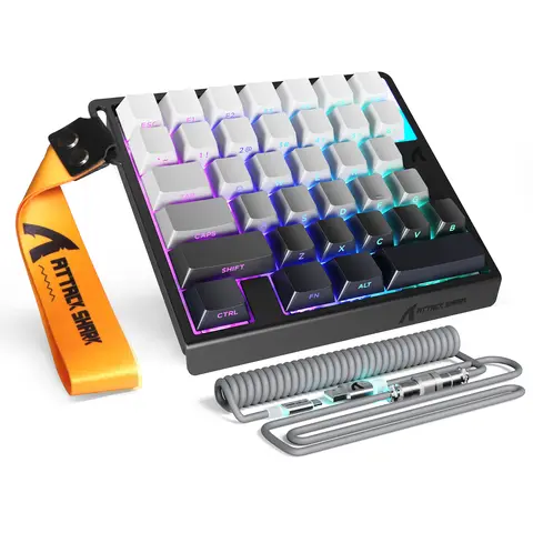 ATTACK SHARK M36 HE One-Handed Magnetic Switch Keyboard, 8000Hz Polling,Hot‑Swappable,High‑Precision 0.01mm, 36 Keys Rapid Fast Wired Keypad with RGB Backlit, C01 Ultra Led Aviator Cable