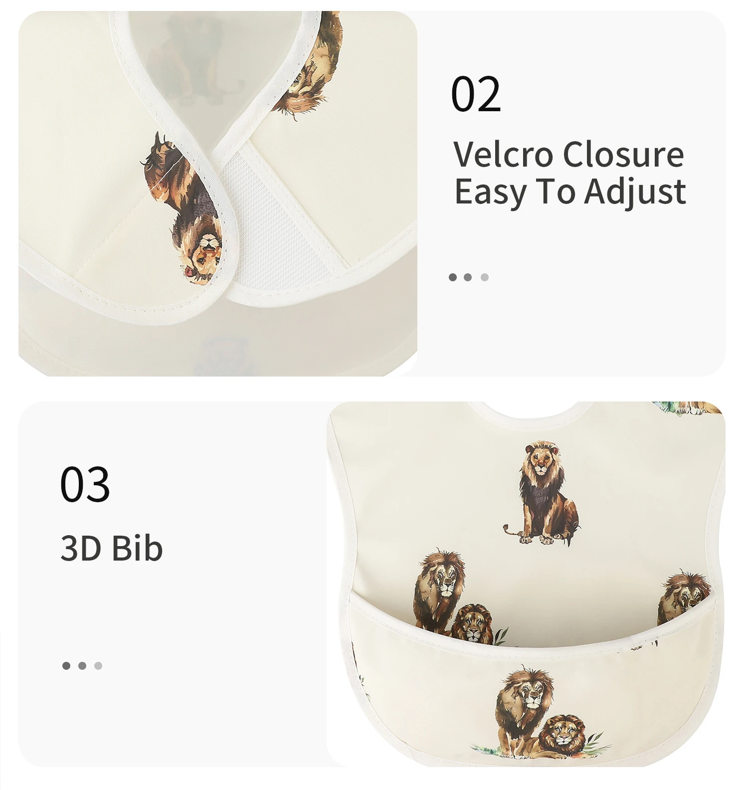 INSULAR Children's PU Waterproof Cartoon Reversible Feeding Bib Baby Product Cover view 5