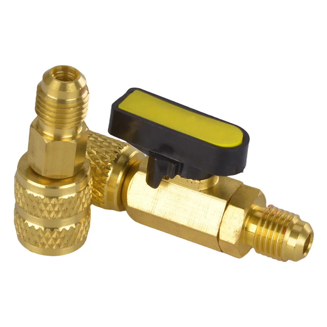 1/4 SAE Straight Shut Off Reliable Refilling Ball Valve Adapter fit for HVAC R134A R22 R12 R410A