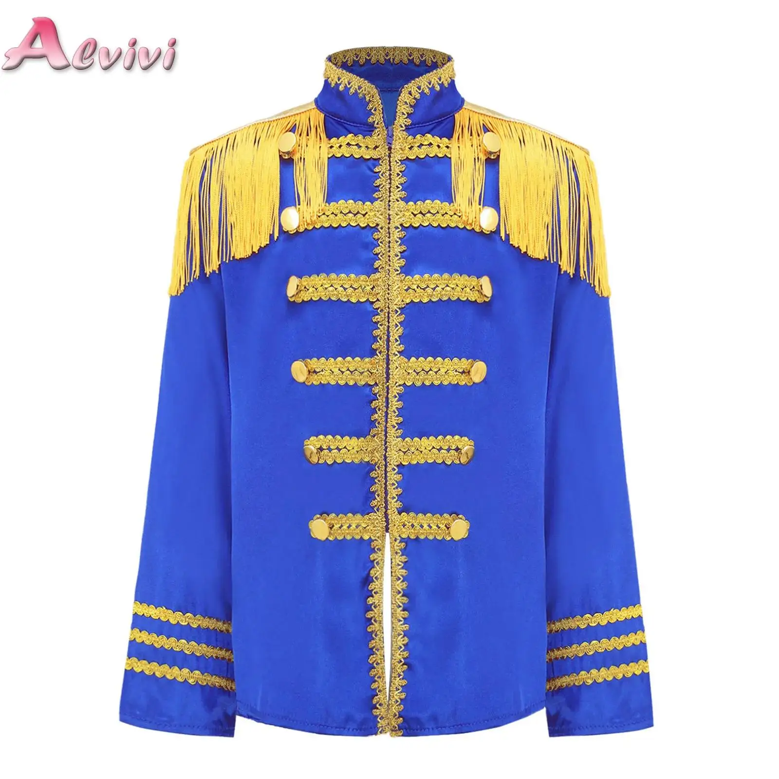 

Girls Boys Marching Band Costume SGT Sergeant Outfits Circus Ringmaster Jacket Coat Team Performance Drummer Drum Major Uniform