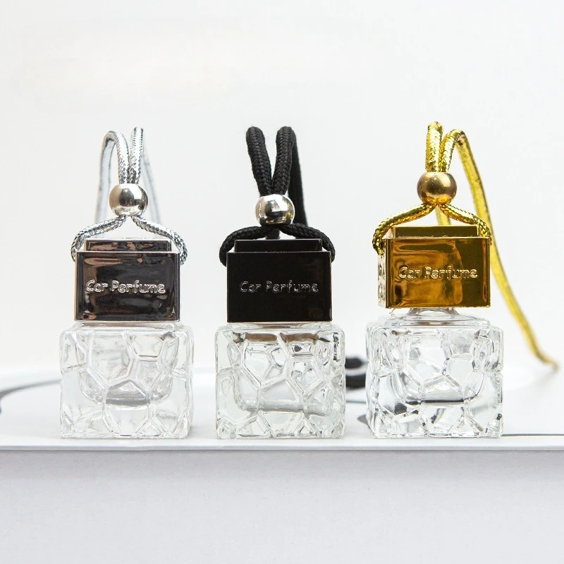 Empty Glass Bottle Car Hanging Perfume Rearview Mirror Ornament Air Freshener For Essential Oils Diffuser Fragrance Car-styling