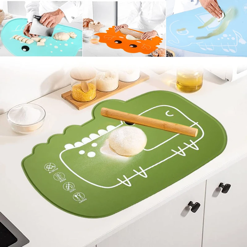 

Cartoon Animals Silicone Kneading Board Silicone Bake Mat Pastry Boards Kitchen Gadgets Rolling Pin and Kneading Mat Sets
