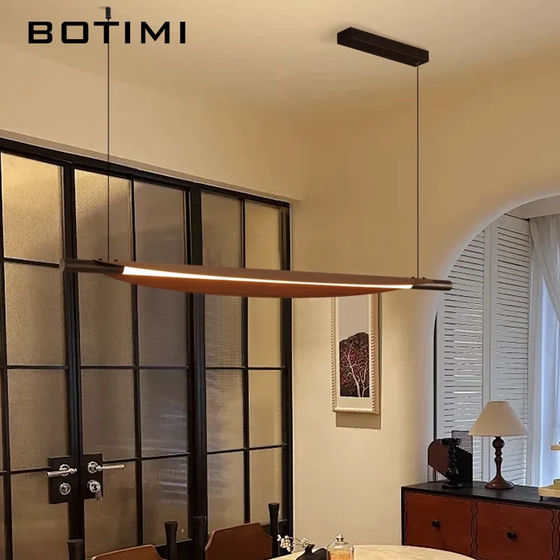 BOTIMI Lampade a sospensione in metallo a LED marrone per sala da pranzo Apparecchio da cucina moderno Lampada a sospensione per ristorante nordico Illuminazione per interni ad isola