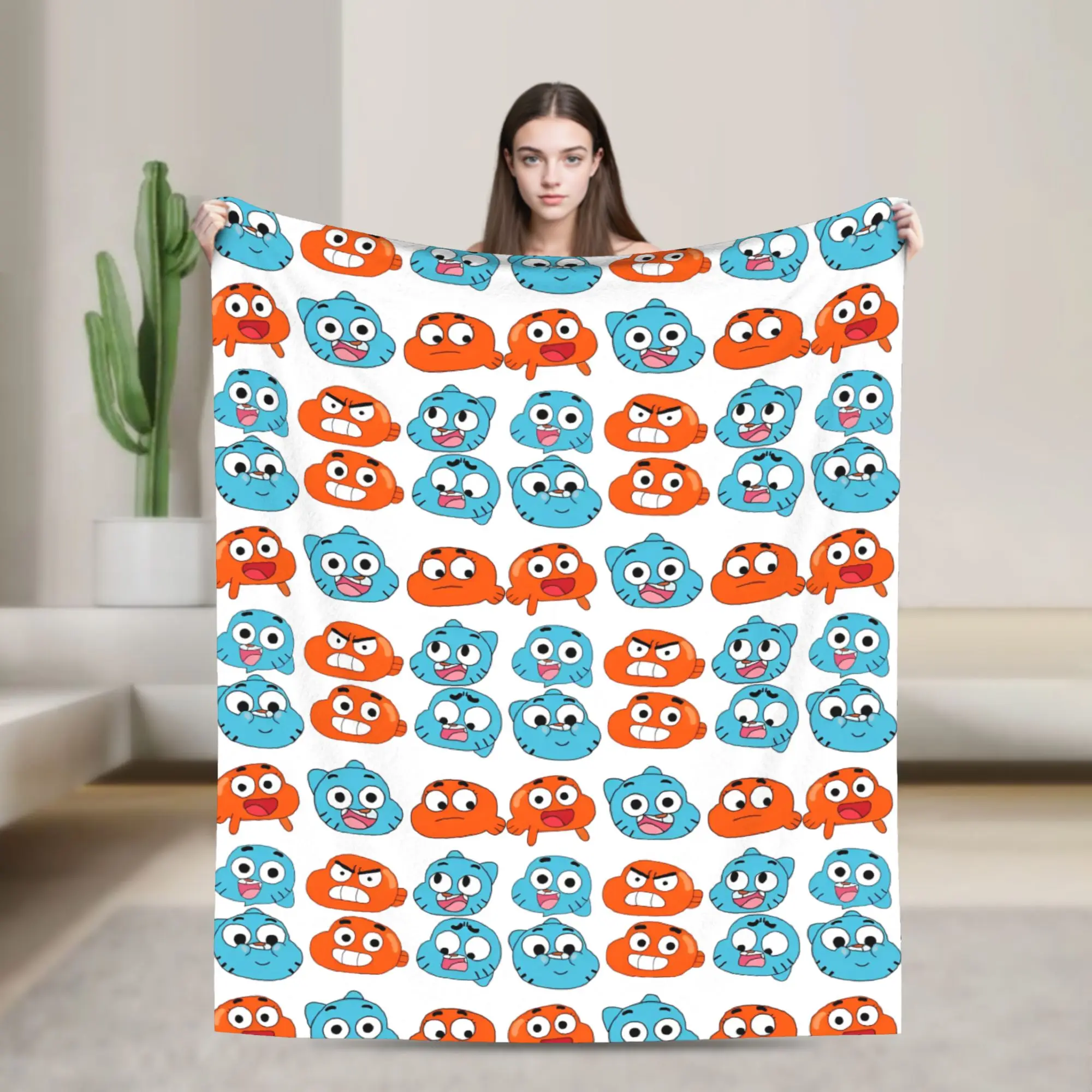 Gumballs & Darwin Faces Features  Blanket Coral Fleece Plush Breathable Lightweight Throw Blanket for Bedding Car Bedspreads