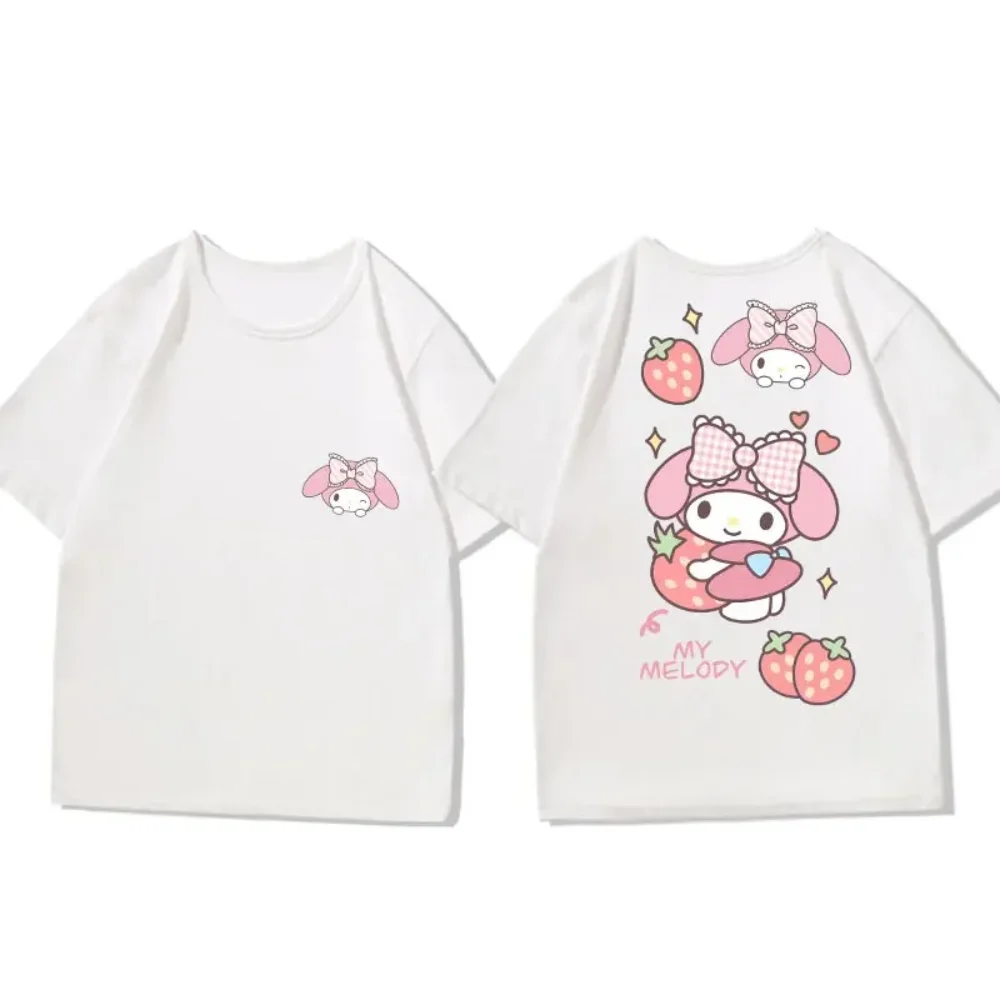 Sanrio My Melody Soft Cute T-shirts Boys Girls Short Sleeve Children's T Shirt Cotton Cartoon Womwen Kids Children's Tops Tee