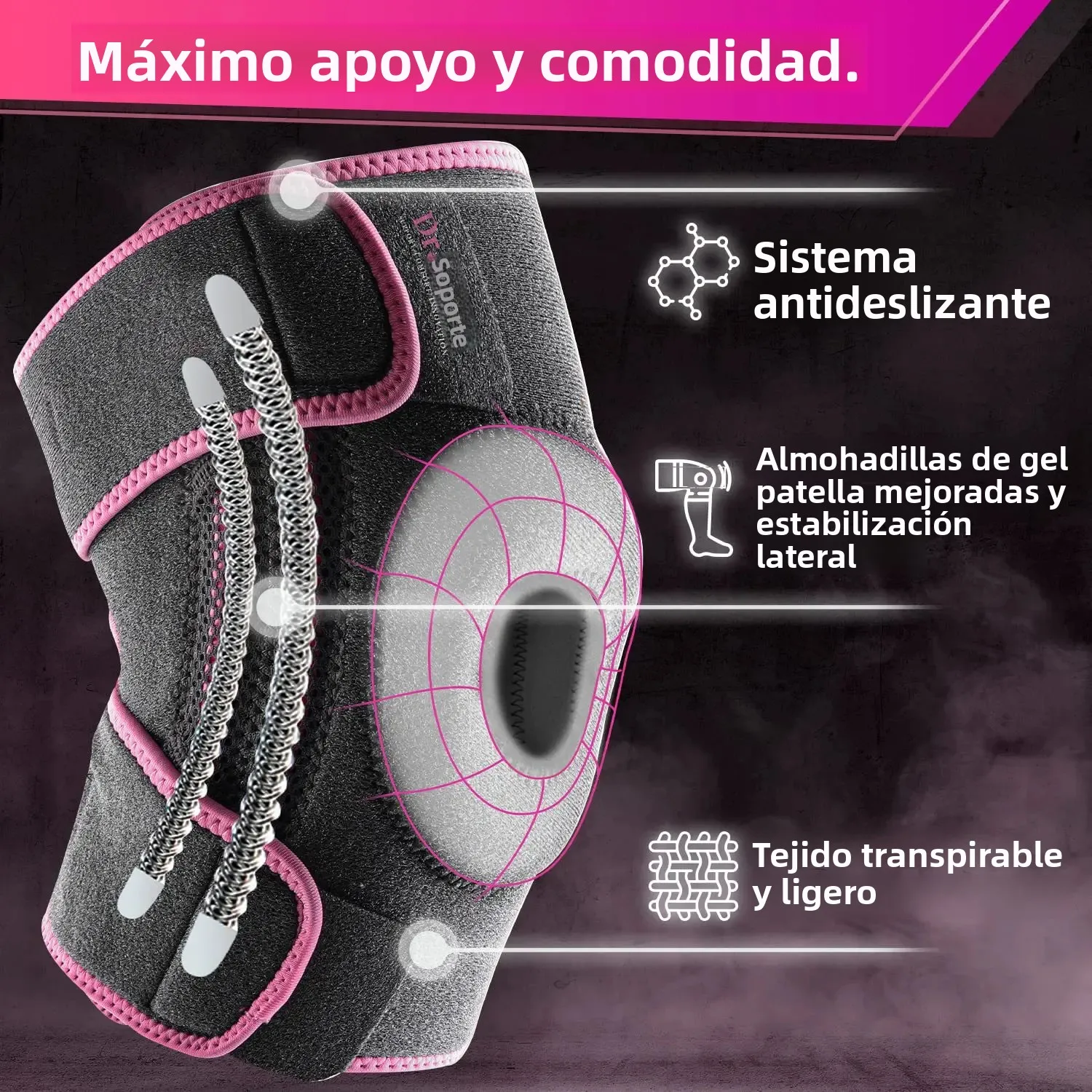 1 Uds rodillera, senderismo, correr al aire libre, ciclismo, equipo de protección de articulación de rodilla con soporte de resorte antideslizante 