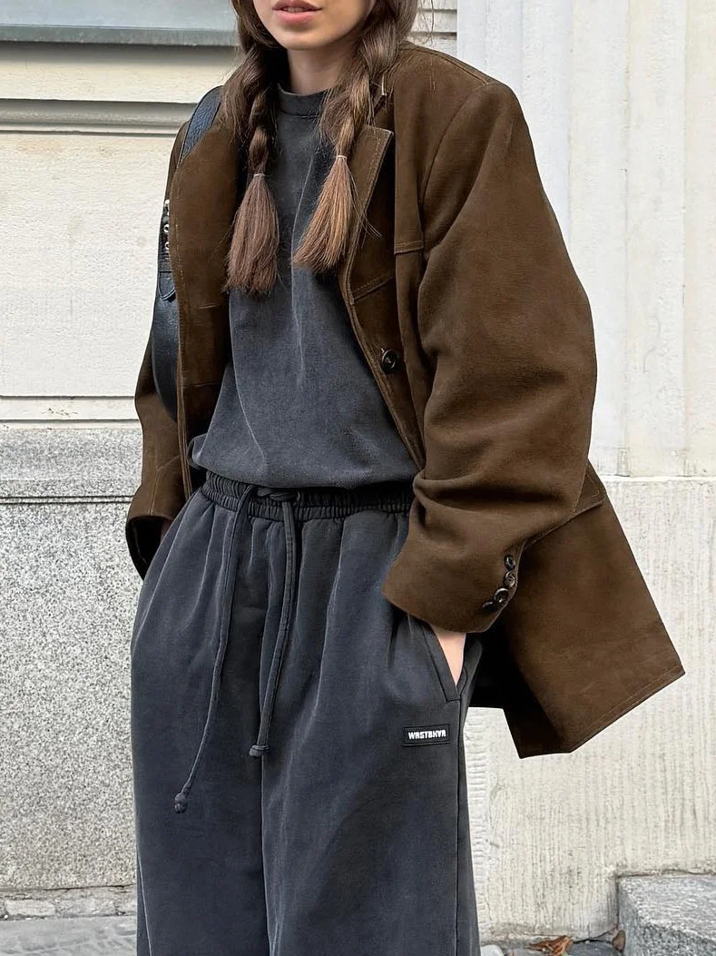 Autunno Casual Loose Fit Lungo Sve Colletto con bottoni Jaet Cappotto di lana da donna Faion in puro colore