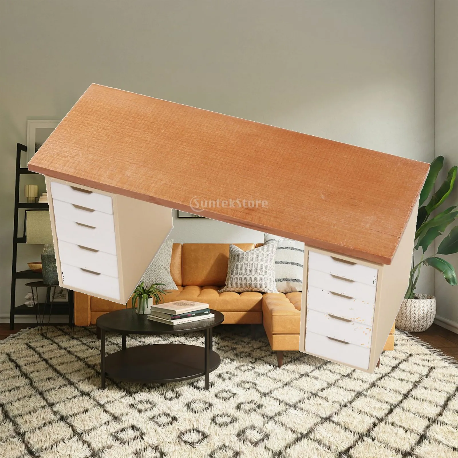 Miniature Office Desk Decorative Dollhouse Office Desk Furniture Compact Lightweight for Model Room