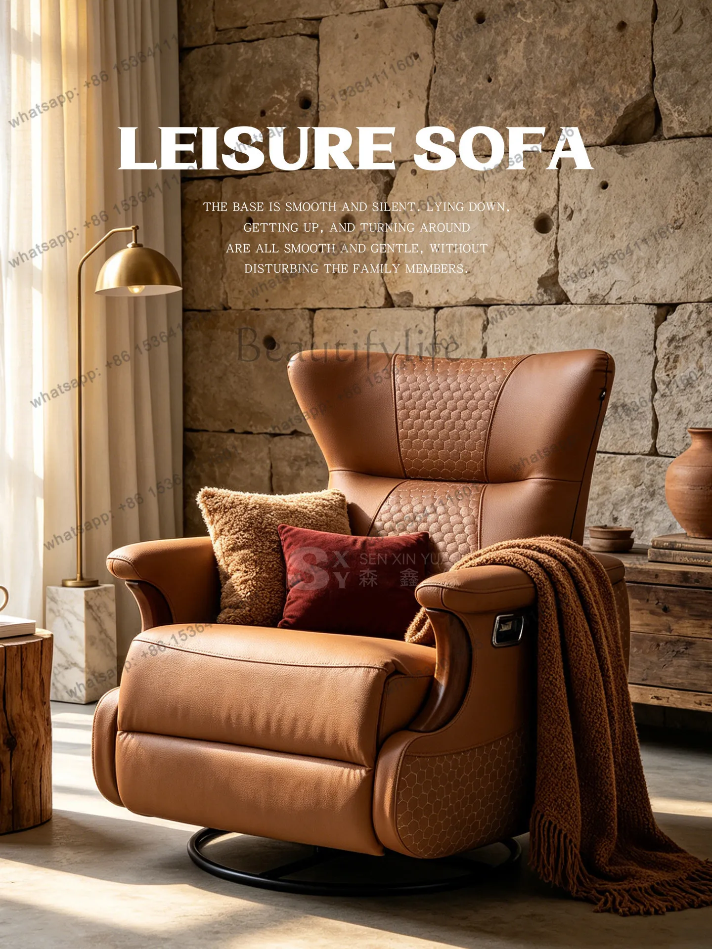 Electric multifunctional leather single sofa chair living room lazy reclining chair