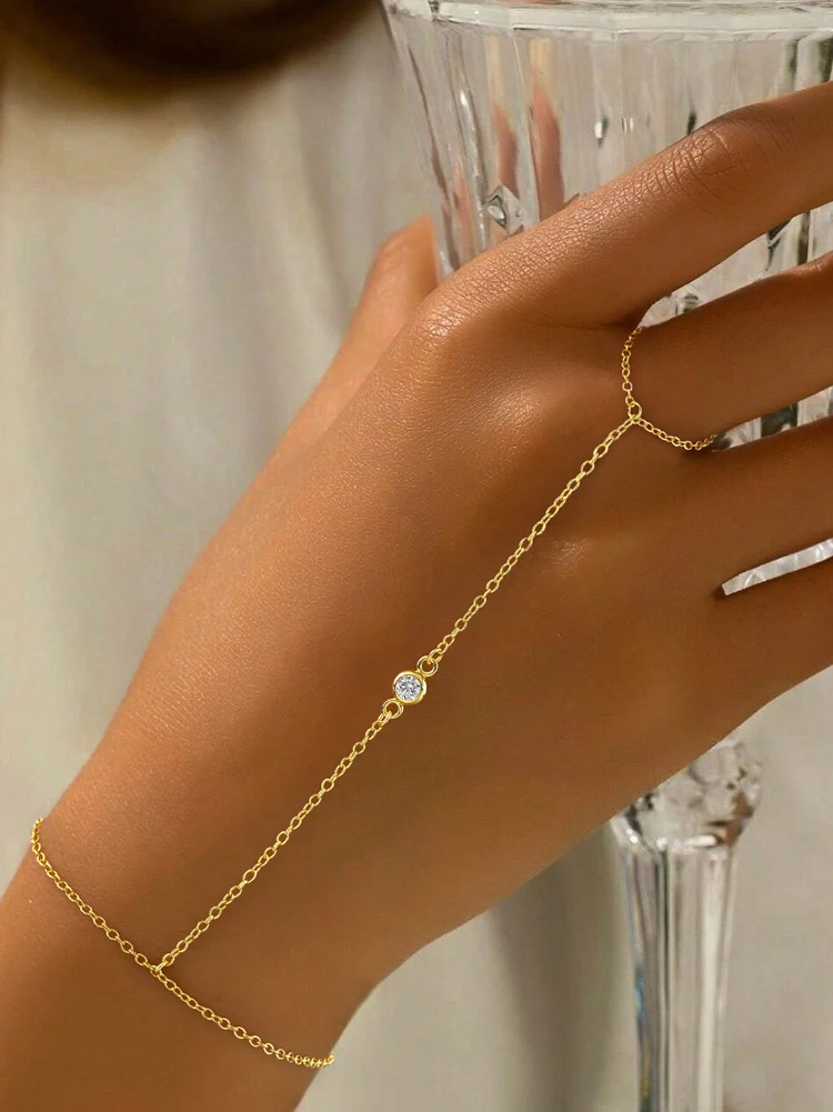 925 Sterling Silver Simple Zircon Circular Finger Bracelet For Women Anniversary Party Personalized High Quality Fine Jewelry